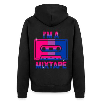 I'm A Mixtape Bisexuality Bisexualität Bisexuell - Unisex Premium Bio Zip Hoodie - Schwarz - Hinten - Nico (187cm)