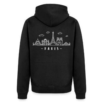 Paris France Capital Skyline Tour Eiffel - Veste à capuche bio Premium Unisexe - noir - Dos - Nico (187cm)