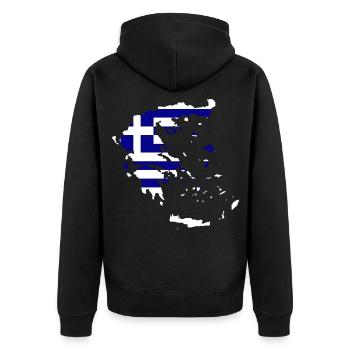 Greece Flag Map - Unisex Premium Organic Zip Hoodie - black - Back - Nico (187cm)