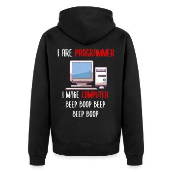 I Are Programmer Funny Computer Programming - Unisex Premium Bio Zip Hoodie - Schwarz - Hinten - Nico (187cm)