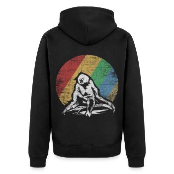 Kletterfreudiger Gibbon Regenwald - Unisex Premium Bio Zip Hoodie - Schwarz - Hinten - Nico (187cm)