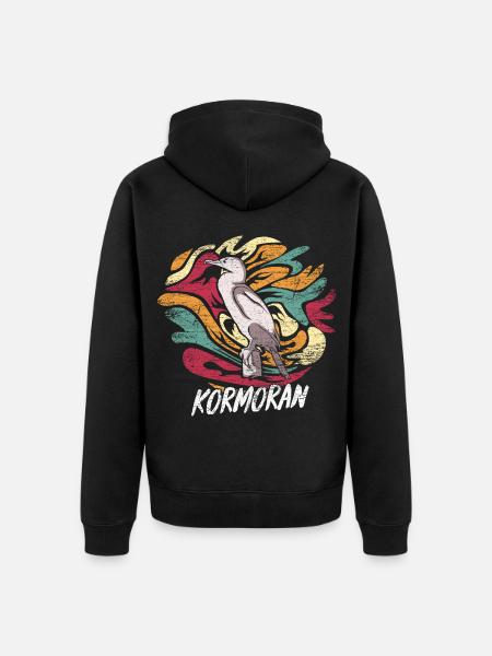 Geschickter Kormoran Fischjäger - Unisex Premium Bio Zip Hoodie - Schwarz