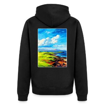 Île de Muck Écosse Royaume-Uni Affiche de voyage souvenir - Veste à capuche bio Premium Unisexe - noir - Dos - Nico (187cm)