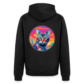 Pixie Bob Katzenrasse Aquarell Cartoon Kawaii Haustier - Unisex Premium Bio Zip Hoodie - Schwarz - Hinten - Nico (187cm)