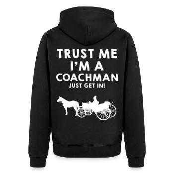 Kutscher Kutsche Pferd - Unisex Premium Bio Zip Hoodie - Schwarz - Hinten - Nico (187cm)