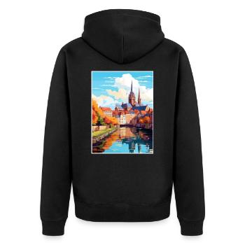 Amiens Frankreich Vintage Reiseposter WPA Souvenir - Unisex Premium Bio Zip Hoodie - Schwarz - Hinten - Nico (187cm)