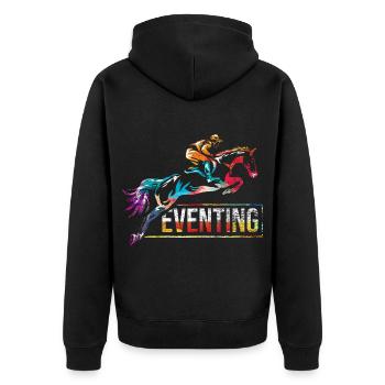 Wendige Vielseitigkeitsreiterin Military - Unisex Premium Bio Zip Hoodie - Schwarz - Hinten - Nico (187cm)