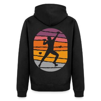 Bergsteiger Boulder Klettern Bouldern - Unisex Premium Bio Zip Hoodie - Schwarz - Hinten - Nico (187cm)