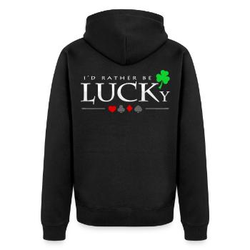poker - Unisex Premium Organic Zip Hoodie - black - Back - Nico (187cm)