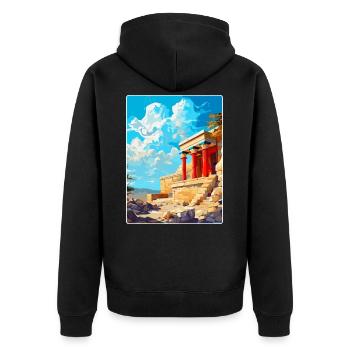 Knossos Palast Griechenland Vintage Reiseplakat WPA - Unisex Premium Bio Zip Hoodie - Schwarz - Hinten - Nico (187cm)