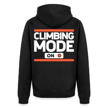 Klettern Bouldern Boulder Bergsteiger - Unisex Premium Bio Zip Hoodie - Schwarz - Hinten - Nico (187cm)