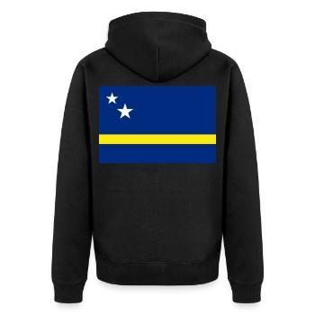Curacao - Unisex Premium Bio Zip Hoodie - Schwarz - Hinten - Nico (187cm)