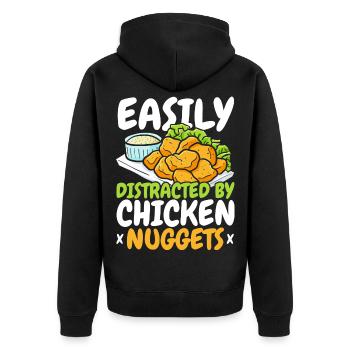 Leicht ablenkbar durch Chicken Nuggets Nug Nuggies - Unisex Premium Bio Zip Hoodie - Schwarz - Hinten - Nico (187cm)