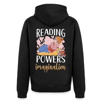 Lesezeichen? Sie meinen Quitter Strip? Buch lesen - Unisex Premium Bio Zip Hoodie - Schwarz - Hinten - Nico (187cm)