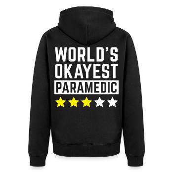 Welt Okayest Sanitäter - Unisex Premium Bio Zip Hoodie - Schwarz - Hinten - Nico (187cm)
