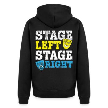 Bühne links Bühne rechts Theater Schauspieler Broa - Unisex Premium Bio Zip Hoodie - Schwarz - Hinten - Nico (187cm)