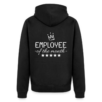 Mitarbeiter des Monats - Unisex Premium Bio Zip Hoodie - Schwarz - Hinten - Nico (187cm)