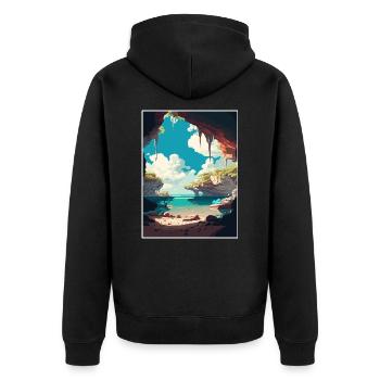 Yucantan Halbinsel Dekoration Reiseposter - Unisex Premium Bio Zip Hoodie - Schwarz - Hinten - Nico (187cm)