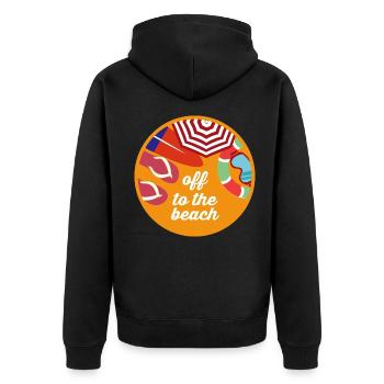 Luftige Flip Flops Strandurlaub - Unisex Premium Bio Zip Hoodie - Schwarz - Hinten - Nico (187cm)