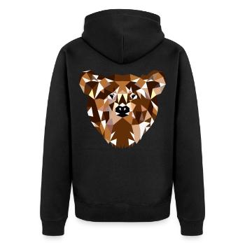 Neugieriger Grizzlybär Waldpfad - Unisex Premium Bio Zip Hoodie - Schwarz - Hinten - Nico (187cm)