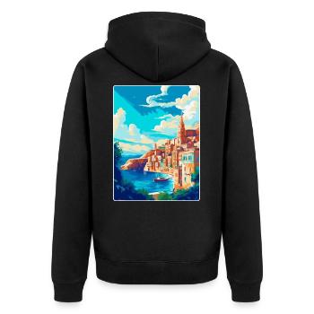 La Valette Malte Affiche de voyage vintage Souvenir WPA - Veste à capuche bio Premium Unisexe - noir - Dos - Nico (187cm)