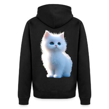 Angora Katze Weiße Angorakatze Süße Angora Katzen - Unisex Premium Bio Zip Hoodie - Schwarz - Hinten - Nico (187cm)