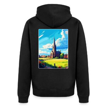 St Andrews Schottland Uk Reiseposter Souvenir WPA - Unisex Premium Bio Zip Hoodie - Schwarz - Hinten - Nico (187cm)