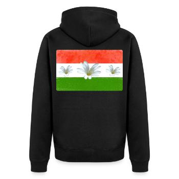 Ungarn Fahne ungarische Flagge - Unisex Premium Bio Zip Hoodie - Schwarz - Hinten - Nico (187cm)