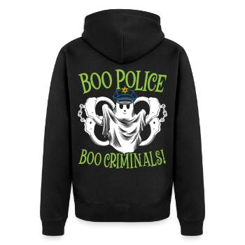 Buh Polizei, buh Kriminelle! Polizist Halloween - Unisex Premium Bio Zip Hoodie - Schwarz - Hinten - Nico (187cm)