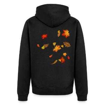 Herbstblätter - Bunte Ahorn- und Eichenblätter - Unisex Premium Bio Zip Hoodie - Schwarz - Hinten - Nico (187cm)