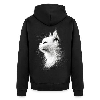 Angora Katze Weiße Angorakatze Süße Angora Katzen - Unisex Premium Bio Zip Hoodie - Schwarz - Hinten - Nico (187cm)