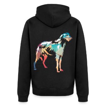 Sanfter Riese Irischer Wolfshund - Unisex Premium Bio Zip Hoodie - Schwarz - Hinten - Nico (187cm)