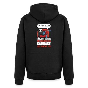 Garbage Truck Trash Collector Recycling Abfälle - Unisex Premium Bio Zip Hoodie - Schwarz - Hinten - Nico (187cm)