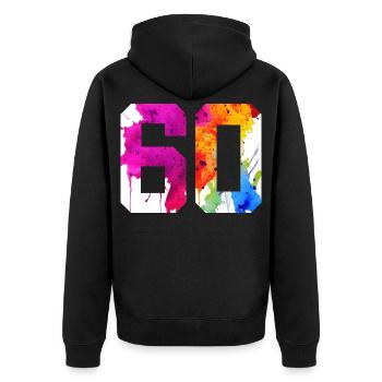 NUMMER 60 JAHRE ALT 60. GEBURTSTAG - Unisex Premium Bio Zip Hoodie - Schwarz - Hinten - Nico (187cm)