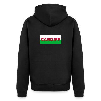 Cardiff City in Wales Flagge Vereinigtes Königreich - Unisex Premium Bio Zip Hoodie - Schwarz - Hinten - Nico (187cm)