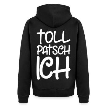 Tollpatsch Ich tollpatschig lustig tollpatschich - Unisex Premium Bio Zip Hoodie - Schwarz - Hinten - Nico (187cm)