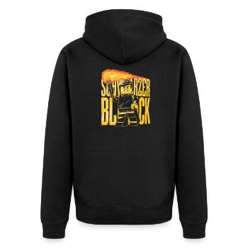 Schwarzer Block - Unisex Premium Bio Zip Hoodie - Schwarz - Hinten - Nico (187cm)