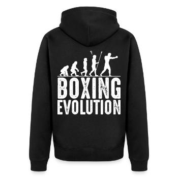 boxer - Unisex Premium Organic Zip Hoodie - black - Back - Nico (187cm)