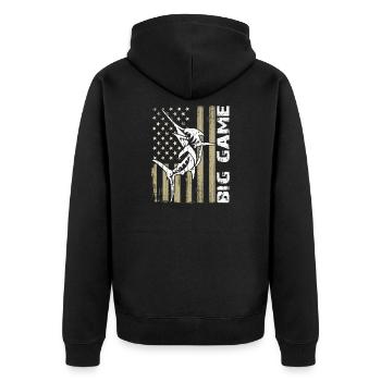 Jumping Marlin with US flag Deep Sea Fishing - Unisex Premium Organic Zip Hoodie - black - Back - Nico (187cm)