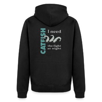 Combat de pêche au poisson-chat avec le poisson-chat fort - Veste à capuche bio Premium Unisexe - noir - Dos - Nico (187cm)