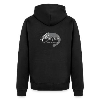 Wels Waller angeln Sportfischen Flussmonster - Unisex Premium Bio Zip Hoodie - Schwarz - Hinten - Nico (187cm)