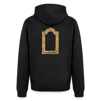 Goldener Bilderrahmen - Unisex Premium Bio Zip Hoodie - Schwarz - Hinten - Nico (187cm)