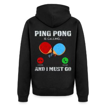 Ping Pong Call: Get Started Now - Unisex Premium Organic Zip Hoodie - black - Back - Nico (187cm)