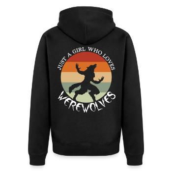 Werwolf Sei du selbst außer Werwolf - Unisex Premium Bio Zip Hoodie - Schwarz - Hinten - Nico (187cm)