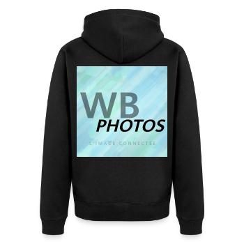 HELLBLAUES WBP-LOGO - Unisex Premium Bio Zip Hoodie - Schwarz - Hinten - Nico (187cm)