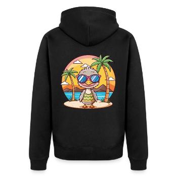 Strauß lustige Cartoon Sommer Strand Sonnenbrille - Unisex Premium Bio Zip Hoodie - Schwarz - Hinten - Nico (187cm)