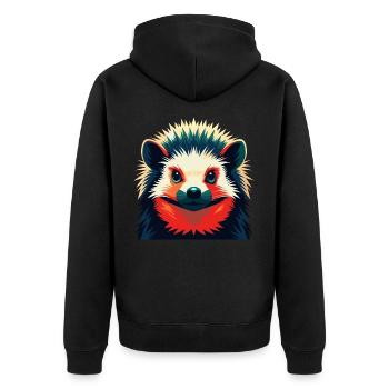 Igel Cartoon Figur Buntes Haustier Tier - Unisex Premium Bio Zip Hoodie - Schwarz - Hinten - Nico (187cm)