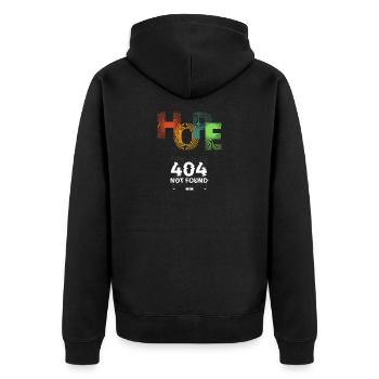 Hope not found 404 - Unisex Premium Bio Zip Hoodie - Schwarz - Hinten - Nico (187cm)