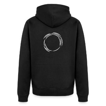 Kreis Design Symbol Weiß Linie Linien - Unisex Premium Bio Zip Hoodie - Schwarz - Hinten - Nico (187cm)