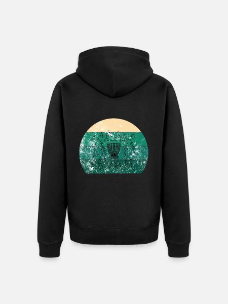 Disc Golf Korb Retro - Unisex Premium Bio Zip Hoodie - Schwarz